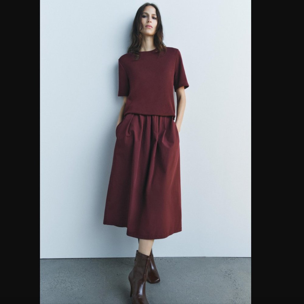 Zara Burgundy Midi Dress